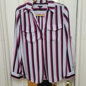 Ann Taylor Striped Top EUC M. Corporate Core‎ Office Siren